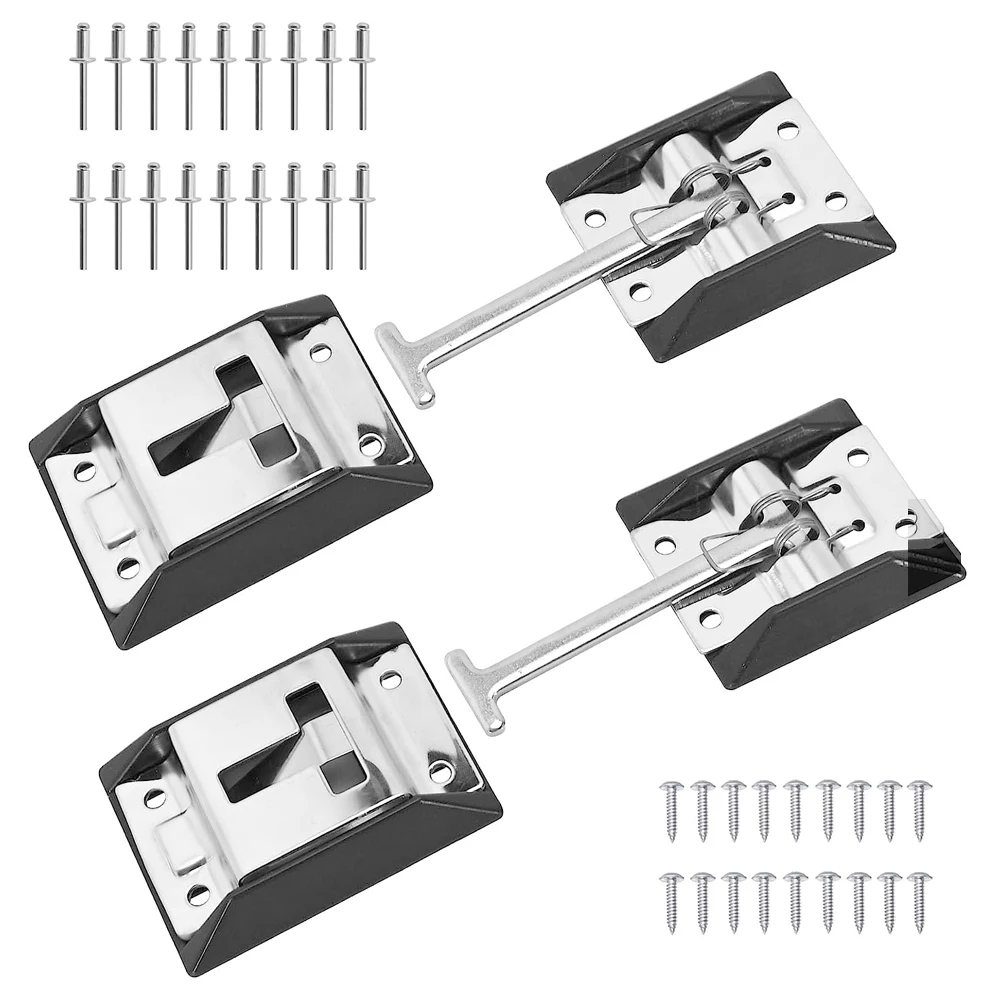 Swess RV Trailer Door Holder Stainless Steel T-Style Catch 5.1'' Entry Door Catch For RV Camper Trailer Exterior Door Hold Hook & Keeper