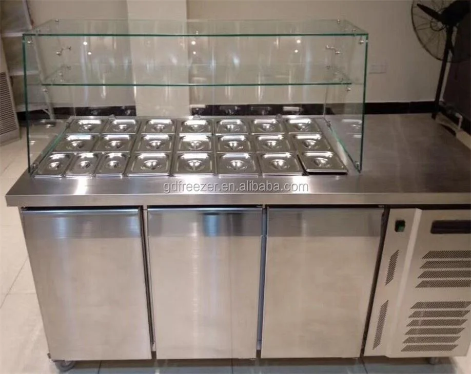 GN Pans Open Display Counter Cooler Salad Bar Refrigerator /Buffet Salad Bar Refrigeration Equipment