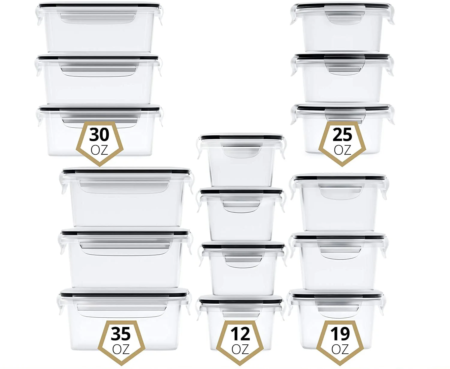 16 Pack set kitchen Microwave Refrigerator Plastic Easy Snap Lids Food Storage Container