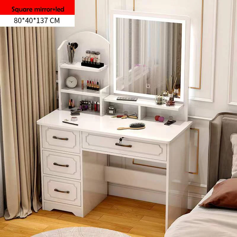 Makeup Vanity Table Set With square Mirror European Bedroom Dressing Table Home Furniture Kids Mirrored Dressing Table Vanity Ma