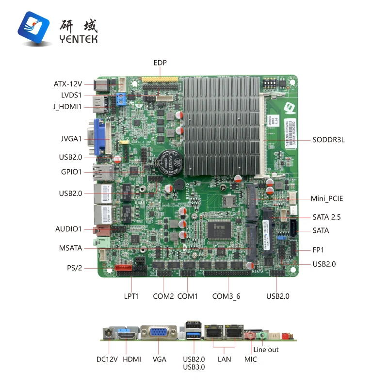 Mini Itx Motherboard Intel J1900 Quad Core DDR3 MSATA Win10 Linux Ubuntu HD VGA LVDS LAN 2 COM Fanless Industrial Motherboard