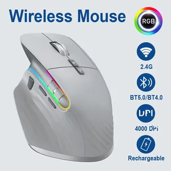 Alternative view of Multi-Device Gaming Wireless Mouse USB Interface BT 5.0 3.0 2.4G Portable Optical Right Hand Computer Mice Vertical Mouse
