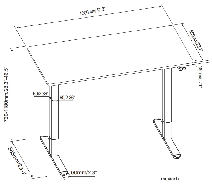Vmounts Spaceergo For Home Office Electric Single Motor Standing Desk Height Adjustable Desk
