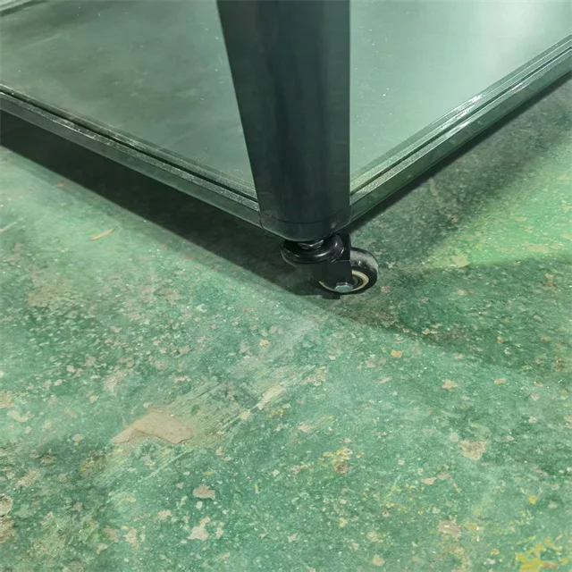 Custom-designed Rectangular LED-lit Tempered Glass Display case for Shopping Malls and Retail Stores.