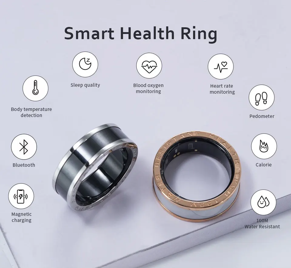 Smart Ring,Activity Tracker Men/women For Health With Heart Rate,Blood