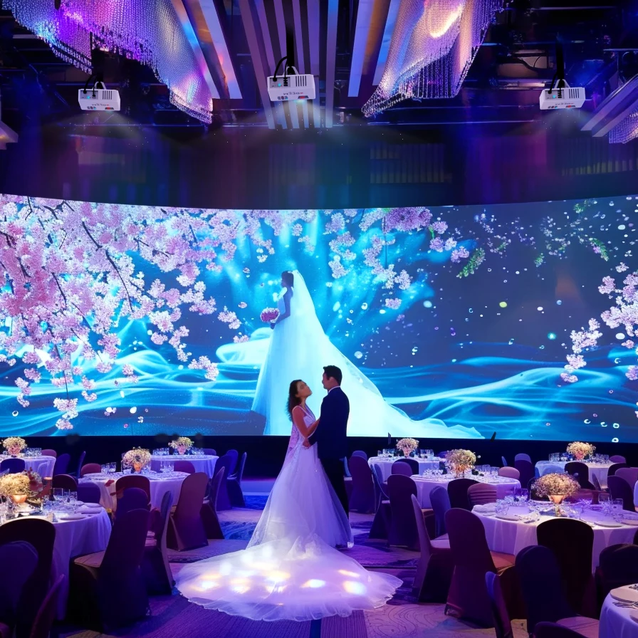 Create unforgettable experiences with our immersive projection room, featuring full-spectrum visuals for wedding.