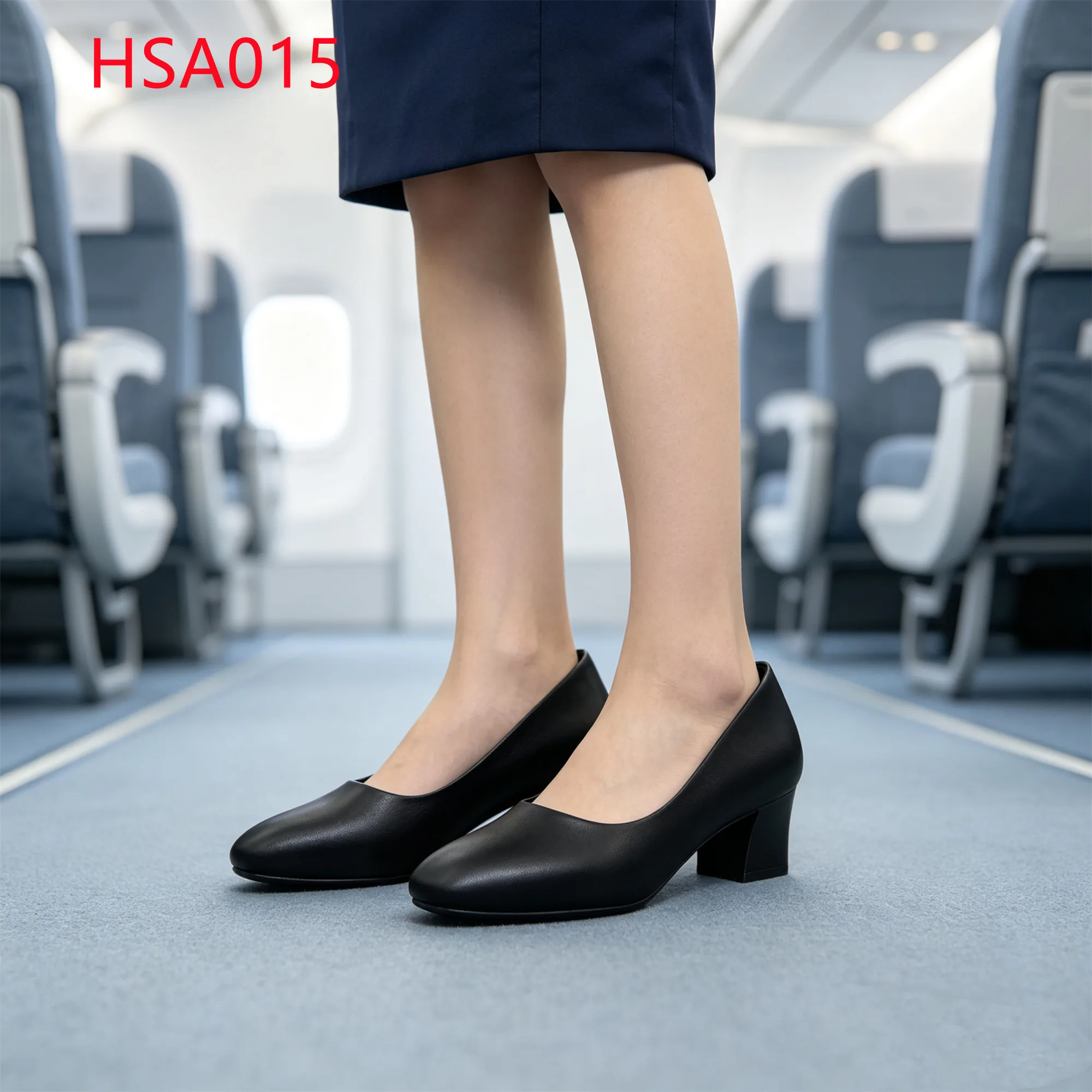 LXG,Flight Attendant Full Grain Leather Upper Lady Dress Shoes Cabin Crew All Day Standing Cozy Block Heel Office Shoes HSA015