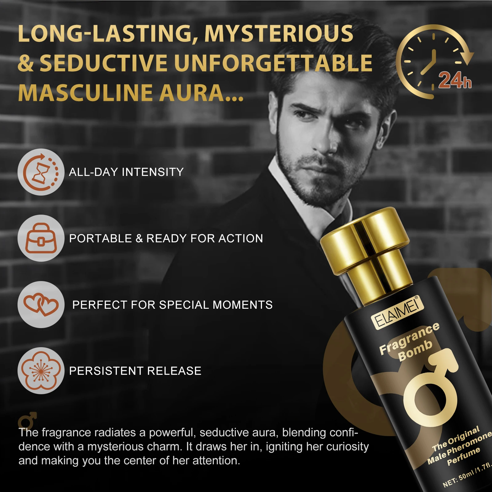 ELAIMEI 50ml Original Perfume de feromonas masculinas Tiktok Venta