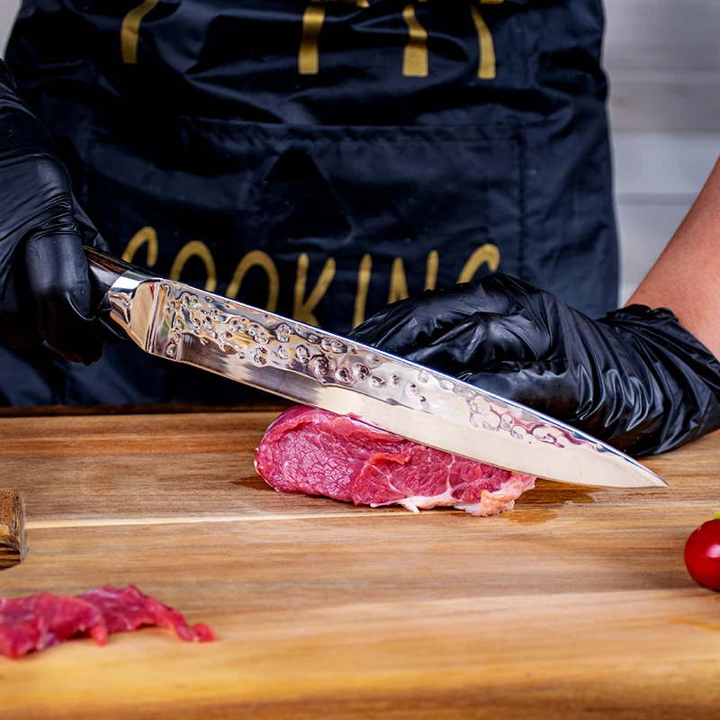 Customization Stainless Steel Pakka Wood Handle Chef Knife Set Forged 5 PCS Kitchen Knife Set