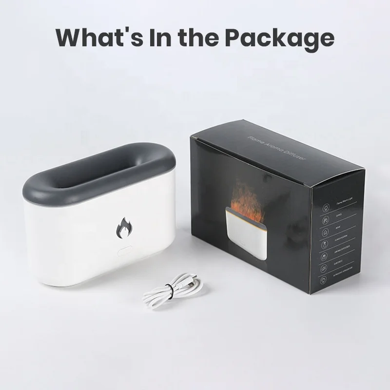 Nawsun Flame Aroma Diffuser Simulated Fire Flicker Flame Effect LED Light USB Air Humidifier Essential Oil Diffuser