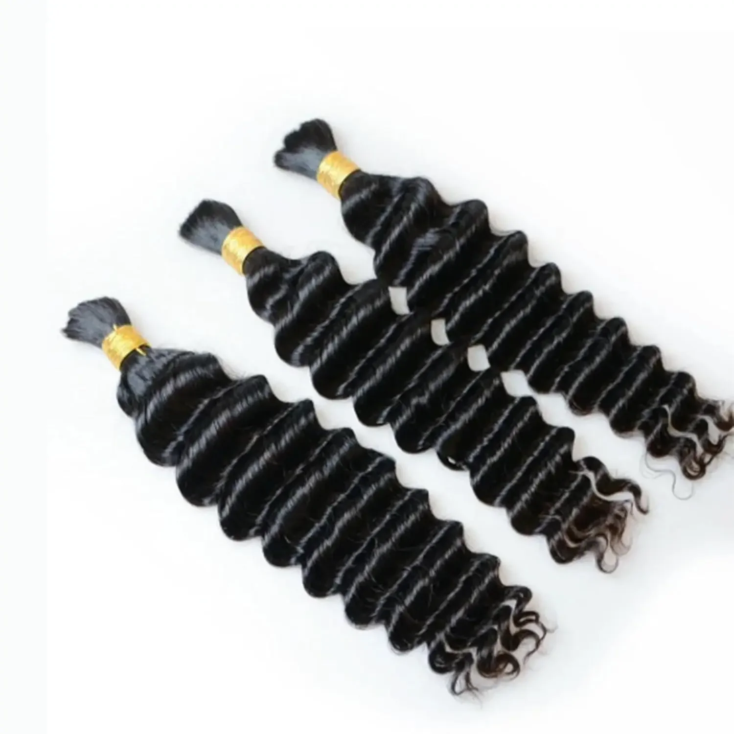 Deep Wave Human Hair Bulk For Braiding Malaysian Remy Hair 3pcs_voghion.com