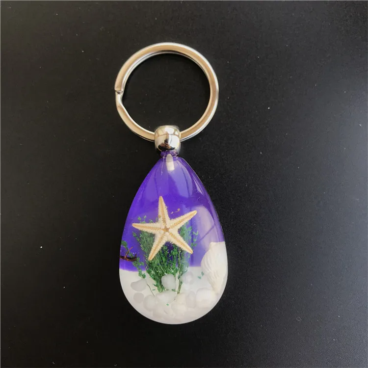 Fashion Luminous Shell Starfish Charm Keychain for Women Seaworld Crystal Glow in Dark Key Chains Men Trinket Jewelry Gift