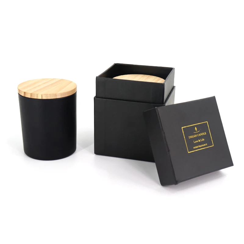 Custom Luxury Rigid Black Square Paper Packaging Candle Box Birthday ...