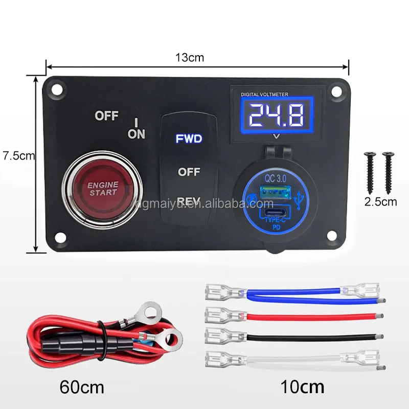 DC 12v Control Box Carbon Fiber Racing Car 12V Ignition Switch Panel ...
