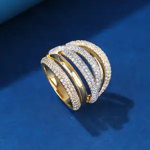 Classic Women's Engagement Wedding Gift Ring Sparkling Zircon Gemstone Inlay Claw Brass Trendy Romantic Design Daily Wear
