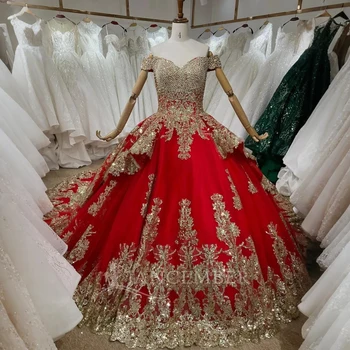 Red Quinceanera Dress Prom Burgundy and Gold Applique Tulle Princess Dress  Sweet 15 Party Dress Lsbh63