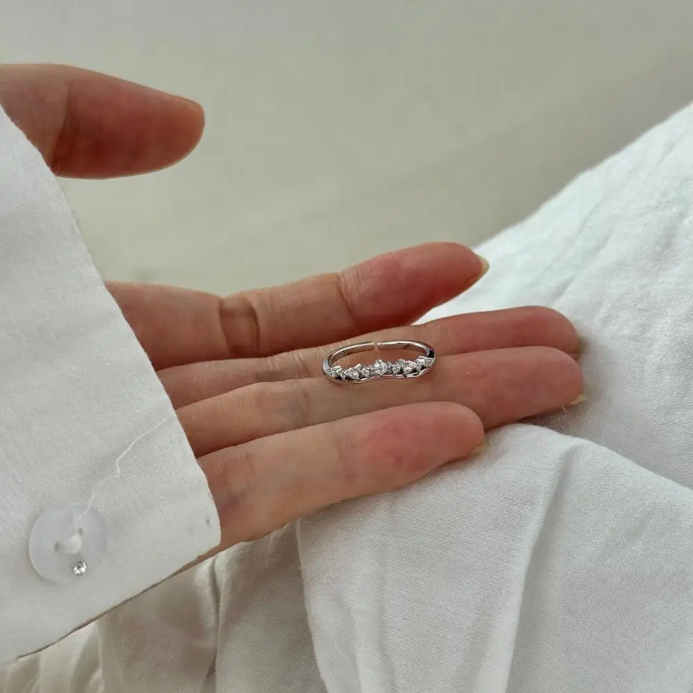 KAKODIY Crown Shape Open Adjustable Promise Ring Wedding 925 Sterling Silver Ring for Women detail 7