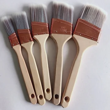 Factory Hot Sale Grey Hair Paint Brush with Wooden Handle Customizable Angled Brush with Tapered Bristles