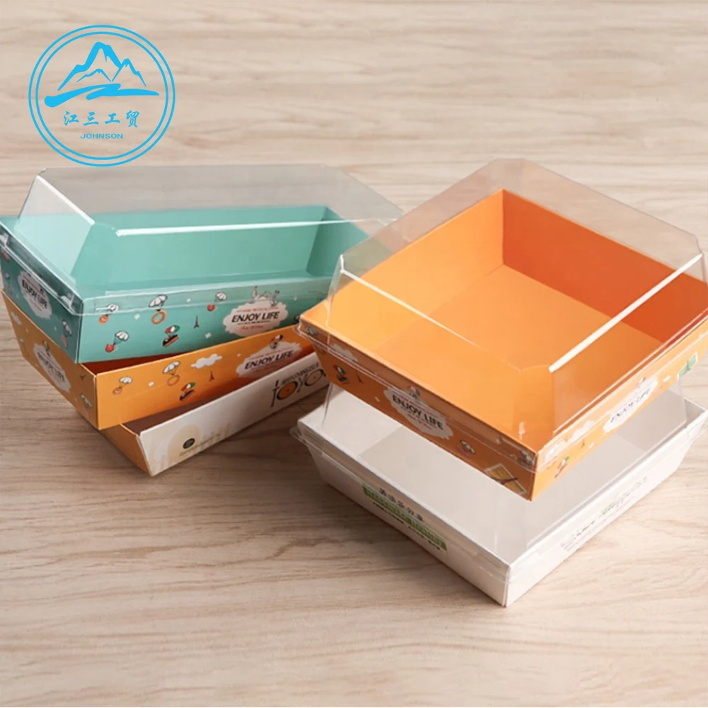 Disposable Colorful Takeaway Food Packaging Boxes Bread Paper Tray