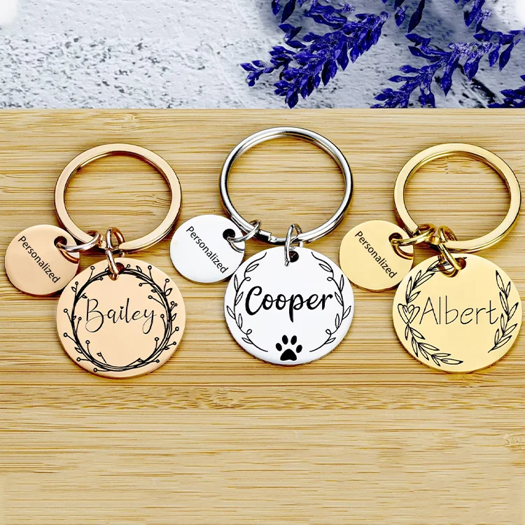 Personalised Puppy Dog Name Tag Stainless Steel Silencer Sublimation