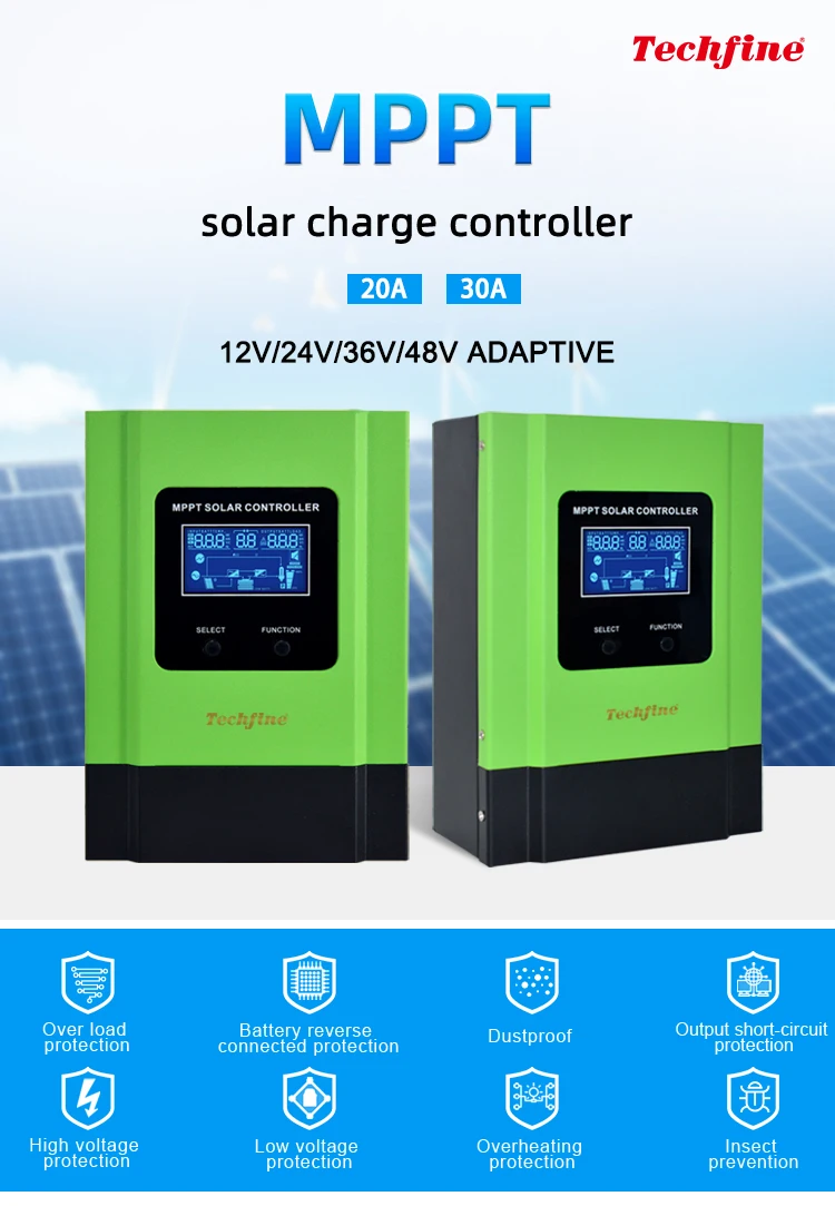 Techfine Mppt Solar Charge Controller 20a 30a 40a 60a 80a 100a Mppt For Solar Energy System