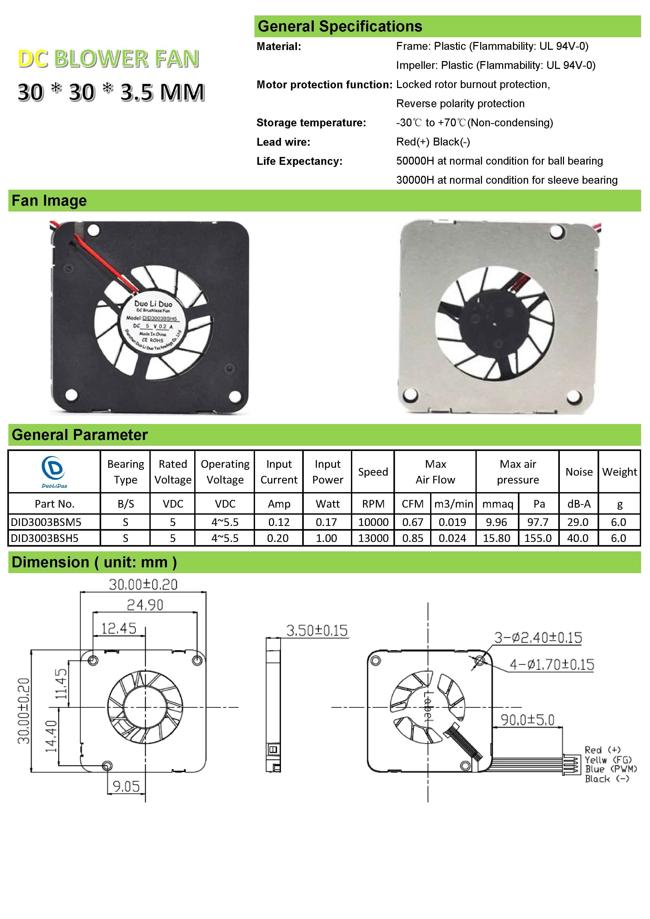 30mm 5v Cooling Fan 30x30x3.5mm Micro Fan 3003 3v Dc Ultrathin Blower ...