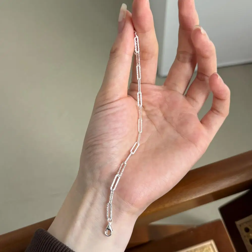KAKODIY Ms. KAKODIY shows adjustable simple personality luxury custom 925 sterling silver paper clip chain bracelet for women detail 4