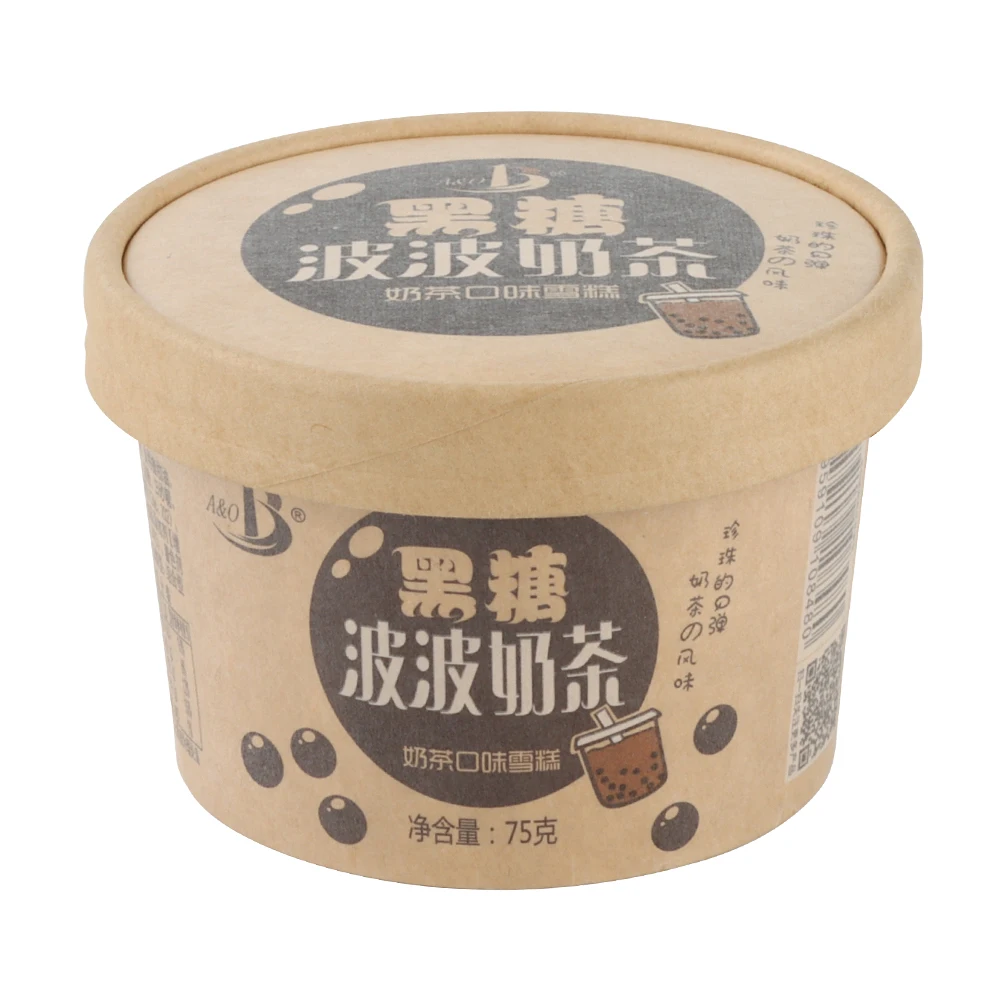 Eco-Friendly Disposable 6 8 10oz Ice Cream Kraft Paper Bowls with Lids Custom Logo Wholesale Single Shape Bulk Packaging