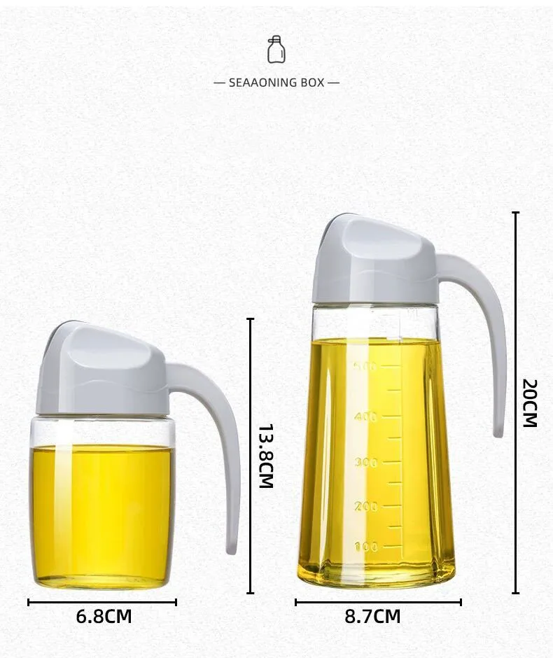 Olive Oil Dispenser Bottle Leakproof Glass Oil Container With Non-Slip  Handle Automatic Cap And Stopper Oil Dispenser Bottle For Kitchen 630ML