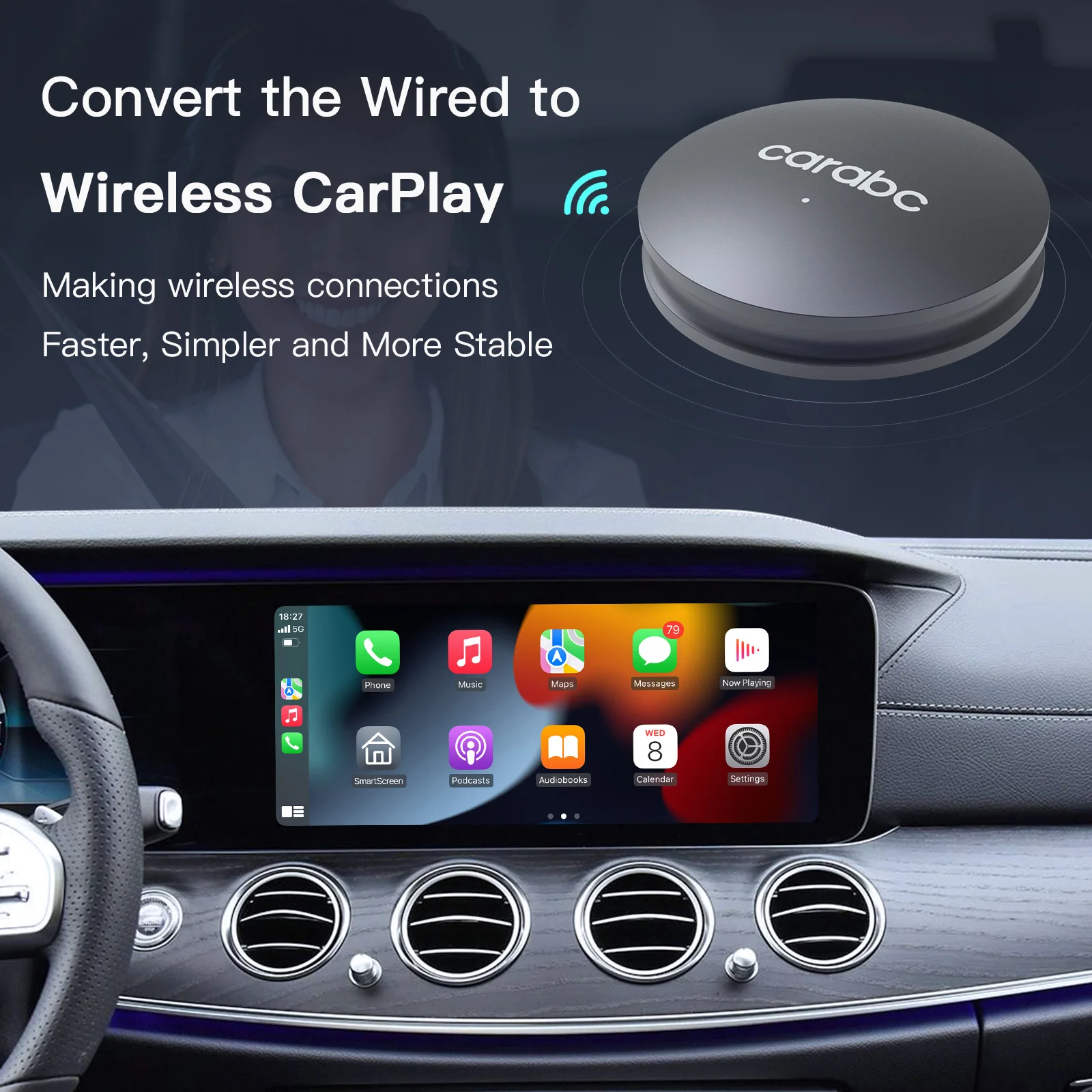 Gearelec 2 In 1 Wireless Carplay Adapter For IOS & Android [Ultra