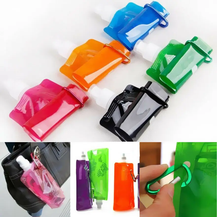 Collapsible Reusable Water Bottle With Carabiner Light Weight Leak ...