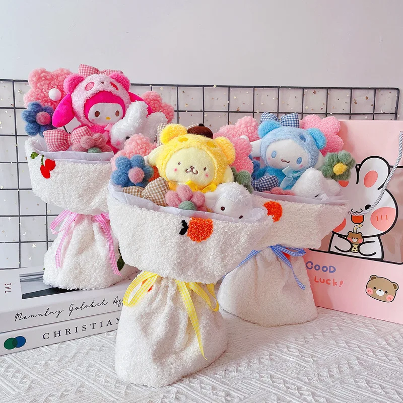 Cartoon Stuffed Kulomi Cinnamoroll Flower Bouquet For Lover Valentine ...