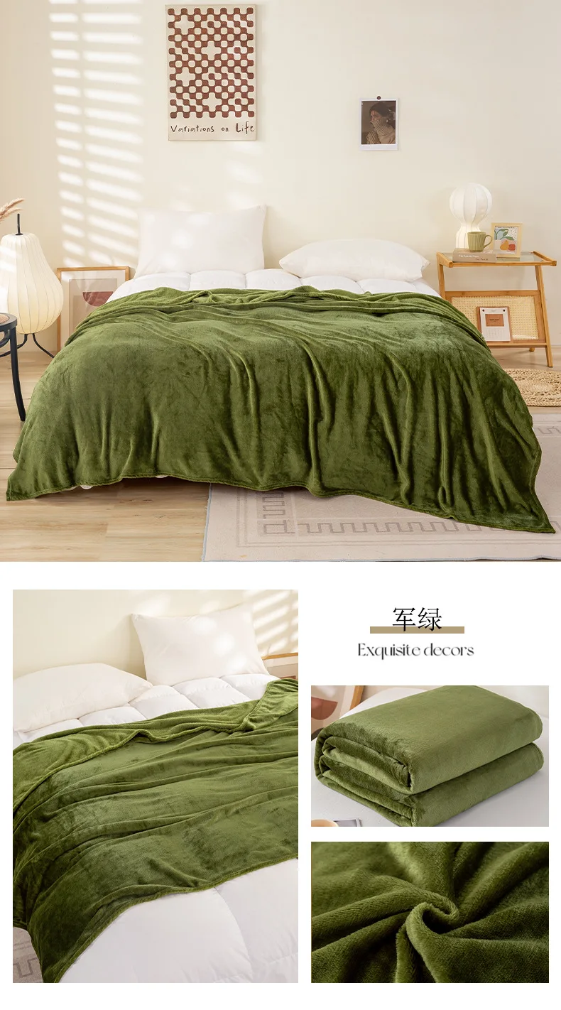 100% Polyester Flannel Fleece Throw Soft Plush Cozy Microfiber Bed Blanket Modern Solid Colors Designed Pattern Knitted Technics