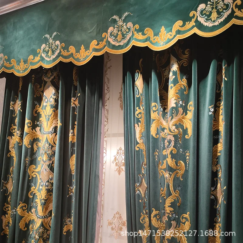 HD European Living Room Ready Made Curtain Luxury Bedroom Velvet Blackout Curtain Fabric