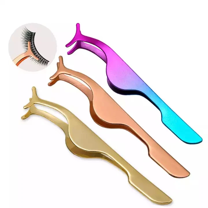 Hot Sale Eyelash Extension Glue Private Label Stainless Steel Curved Eyebrow Tweezers