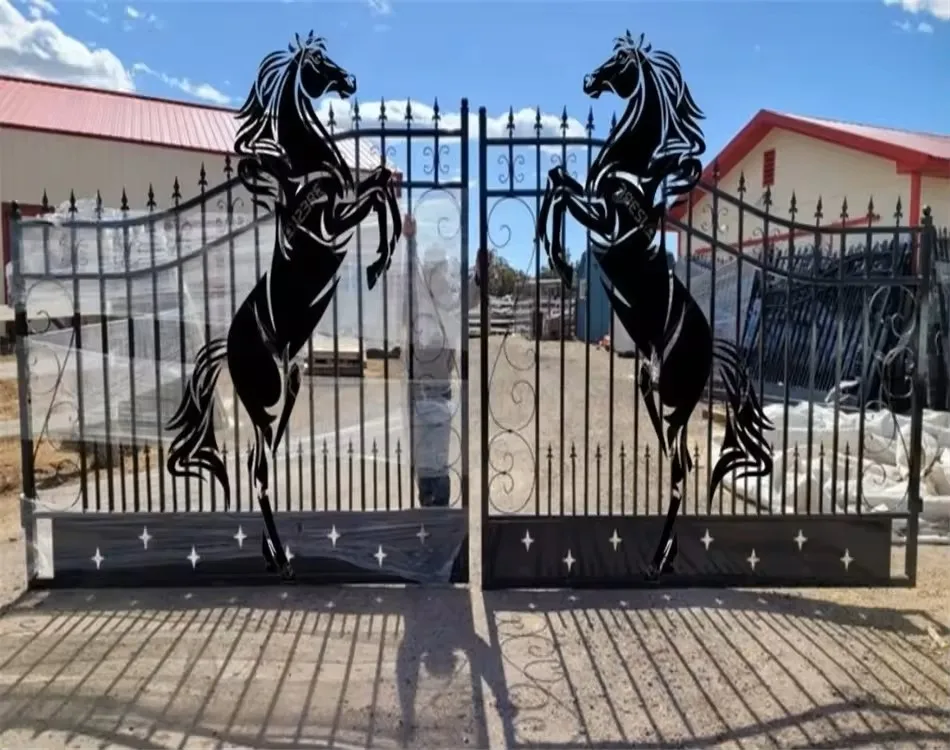 Laser Cut Horse Gate Design Simple Iron Gate Grill Designs Modern Wrought Iron Driveway Gate for Sale