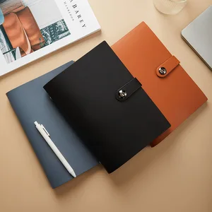 A5 Soft Leather Spiral Notebook - Business Office Meeting Minutes Book with Customizable Logo Gift Box Set