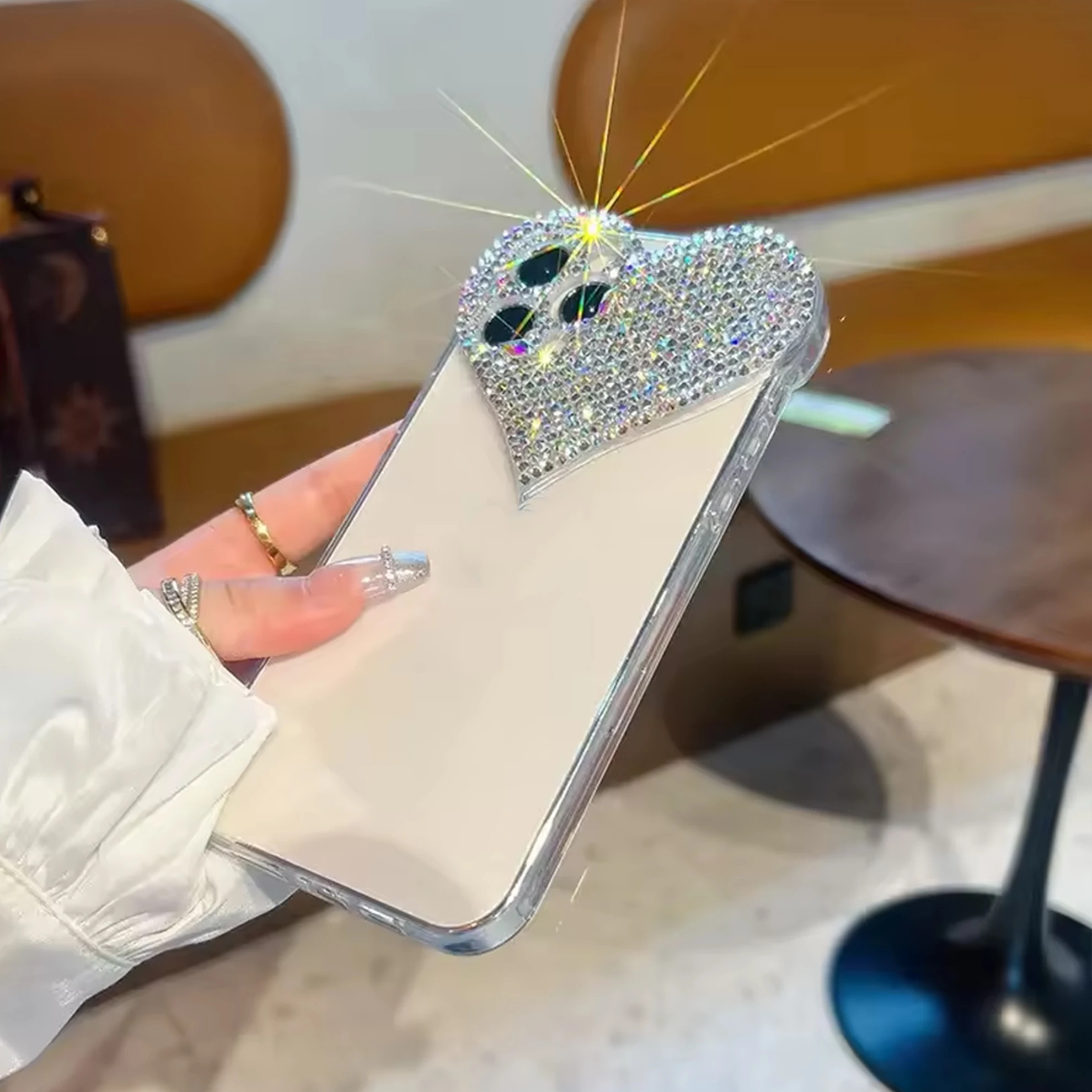 Bling Jewelry Diamond Case Girls Phone Cover Red Lips Case Love Heart  Shaped Tpu Phone Case for Iphone 15 16 17 Pro Max 12 13