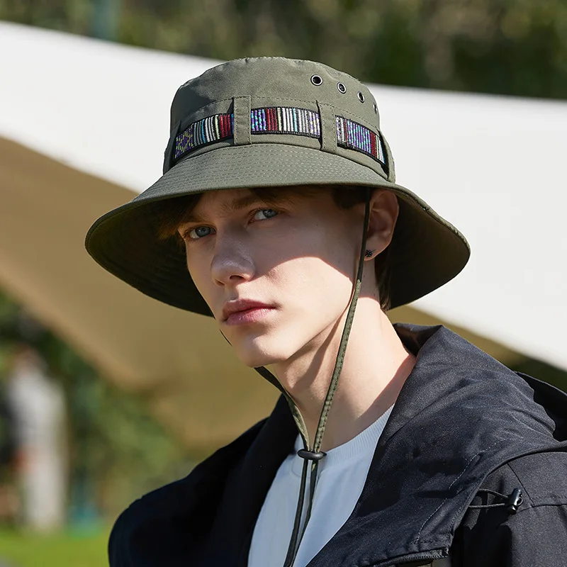 Summer Hiking Hat Men and Women Bucket Hat Fishing Cap Outdoor Camping Anti-UV Sun Hat Hiking Cap