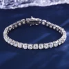 Pulsera de tenis de moissanita de plata 925 de 6 mm de ancho