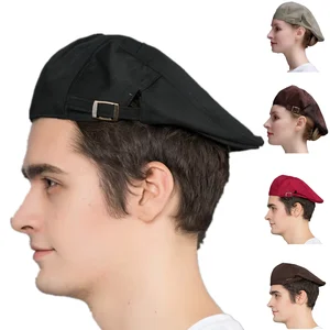 Pure Color Adjustable Embroidery Logo Hair Head Cap Men Women Unisex Restaurant Kitchen Cooking Waiter Waitress Chef Hat