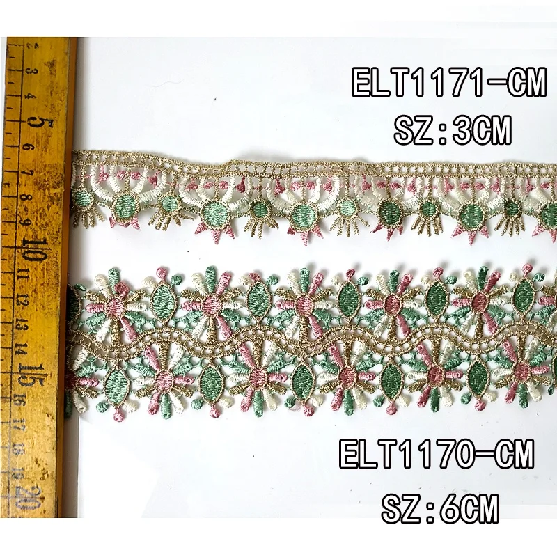Multicolour Polyester Net Mesh Cross Stitch Embroidery Lace Trim Applique Border New Design for Shoes Bags & Clothes Accessories