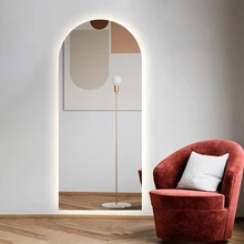 Arch shape large oval led lighted dressing room wall mirror with lights full length led mirror