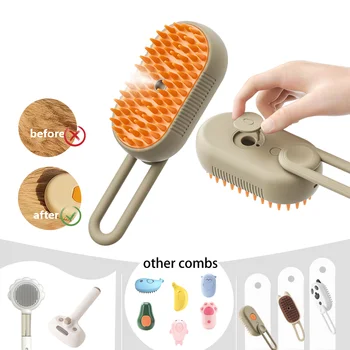 Lynpet Cat Steam Brush with Handle 3 in 1 Upgraded Pet Steamy Comb for Massaging and Cleaning Shedding Pets