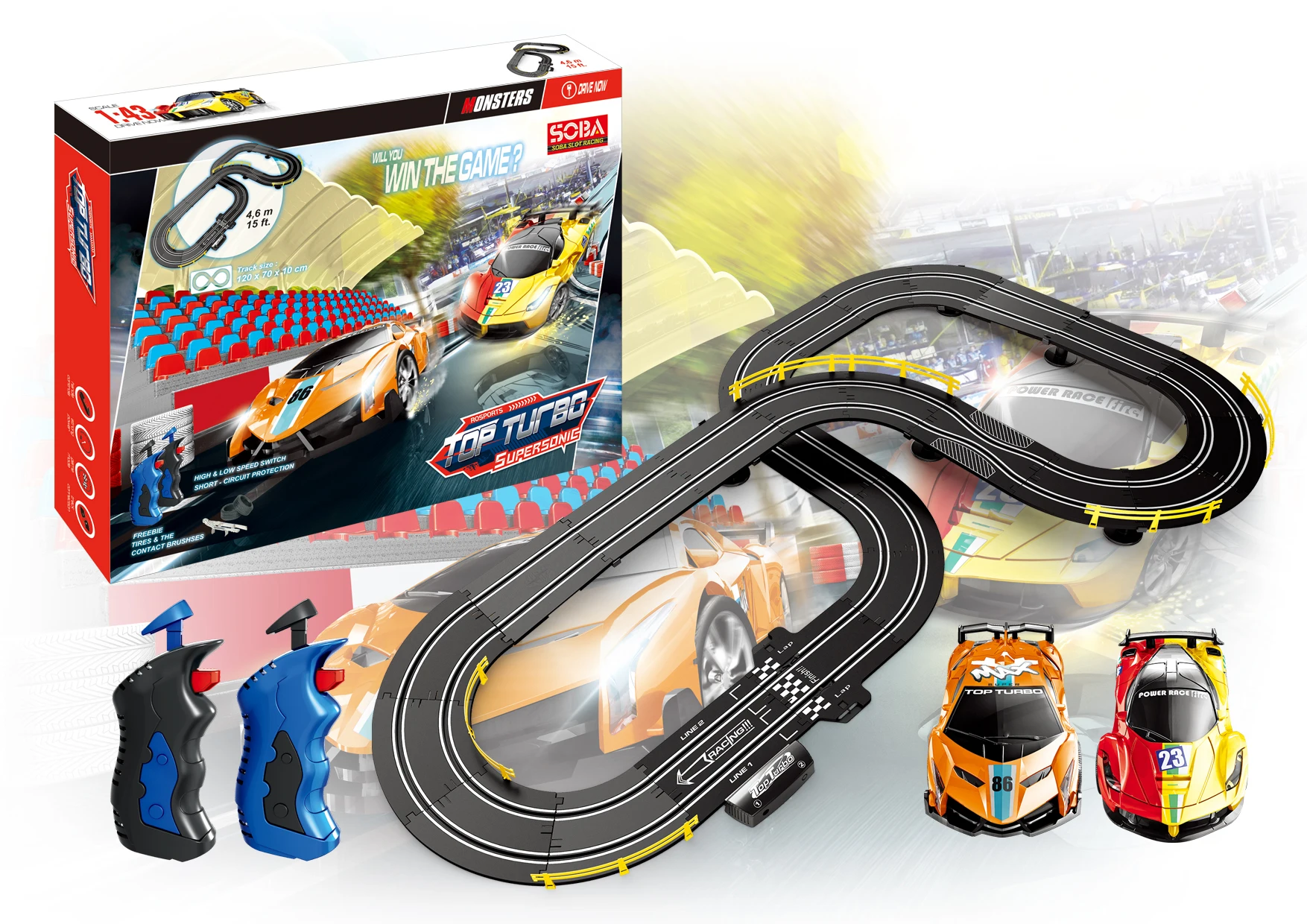 A47-17 スロットカーレーシングセット 電動鉄道カーレース 1/43