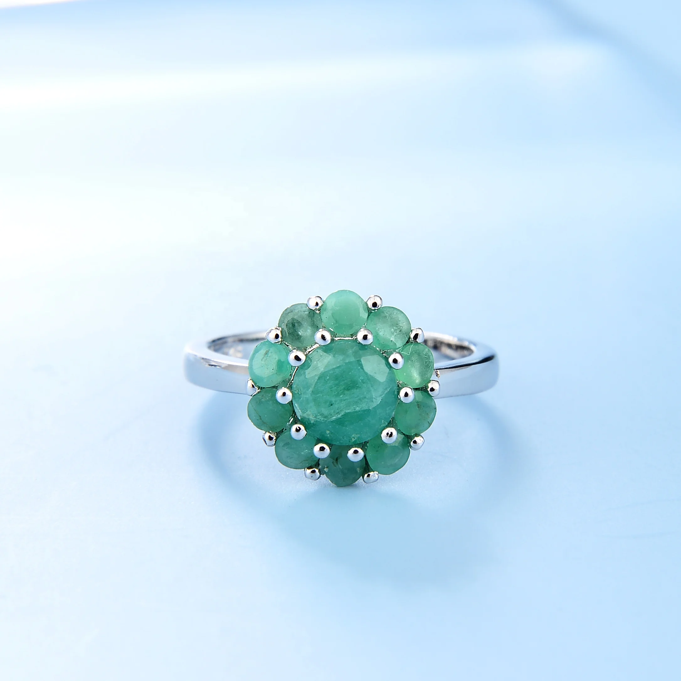 Abiding Jewelry Wholesale Cheap Jewelry Emerald Natural Gemstone Rings Solid 925 Silver Rings