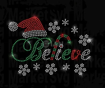 Believe rhinestone pattern transfer rhinestone heat transfer christmas sticker iron on women sets