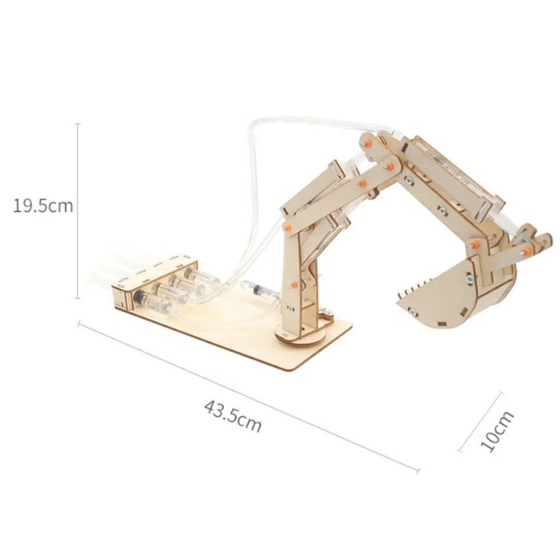 Kit De Excavadora Hidráulica De Madera Para Niños, Juguete Educativo STEM De Montaje DIY Con Jeringas, Sin Pegamento Ni Herramientas