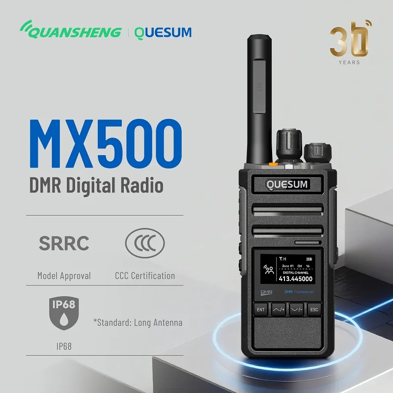 QUANSHENG New MX500 DMR Digital Walkie Talkie CCC Certification 5W Two Way Radio OLED HD Display