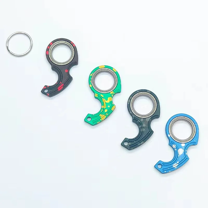 Creative Keychain Fidget Spinner Anxiety Stress Relief Toys Revolve Cool Keyring Relieving Boredom ADHD Gift Karambit Spinner